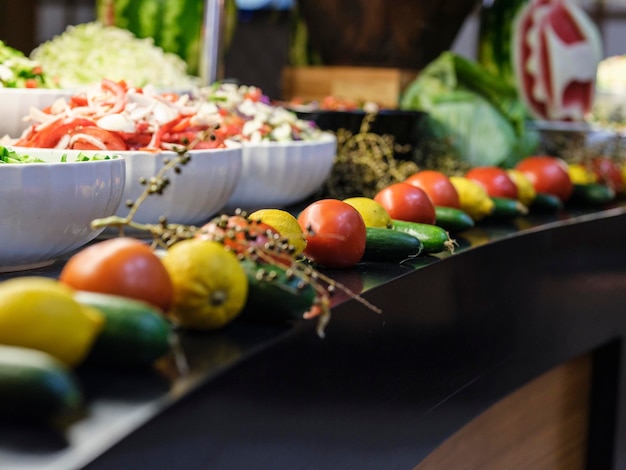 Fresh and delicious salads at the hotel buffet