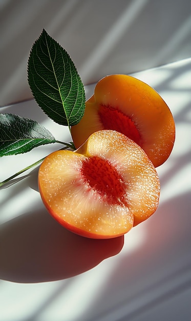 Photo fresh dewkissed peaches arranged on a textured surface