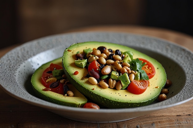 Photo fresh dish with avocado and seeds