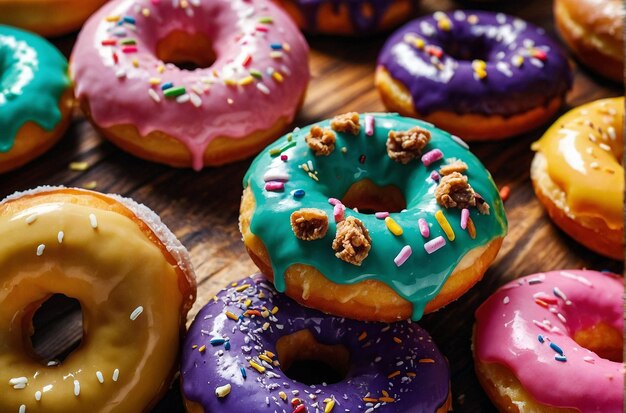 Fresh Donuts on Wood