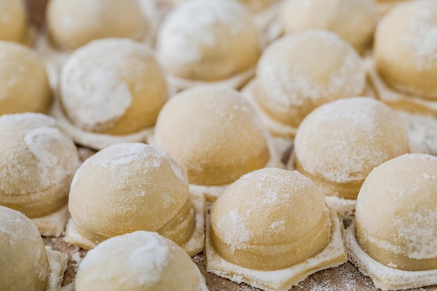 Fresh dumplings ready for cooking