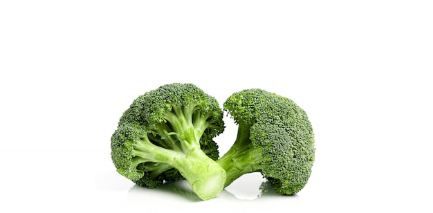 Fresh eco-friendly broccoli on white