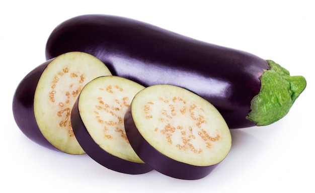 Fresh eggplant isolated on white background