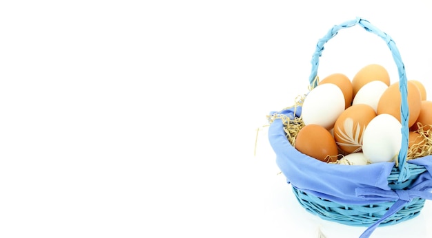 Fresh eggs in the basket