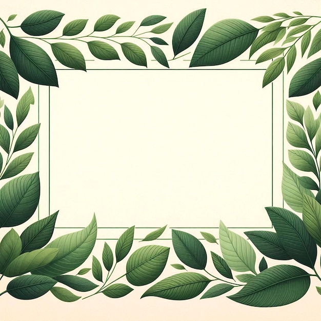 Photo fresh and elegant leafy leap border layout with green botanical accents