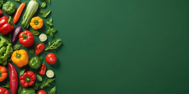 Photo fresh farm vegetables on green background