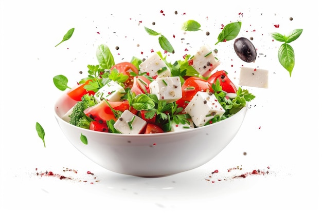 Photo fresh feta salad with herbs and spices