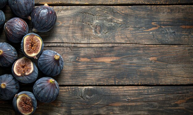 Photo fresh figs on a rustic wooden surface