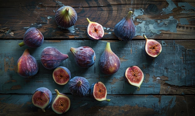 Photo fresh figs on a rustic wooden surface