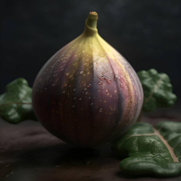 Fresh figs with water drops on a dark background selective focus