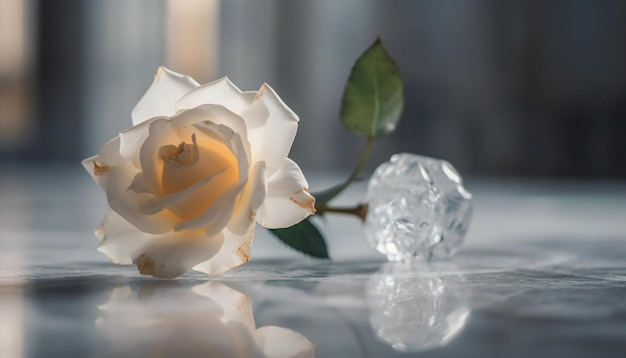 Fresh flower petals reflect elegance in crystal vase generated by AI