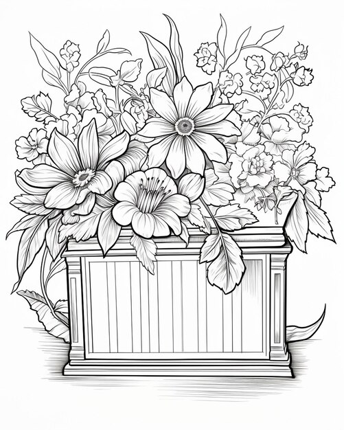 Photo fresh flowers in a chest coloring