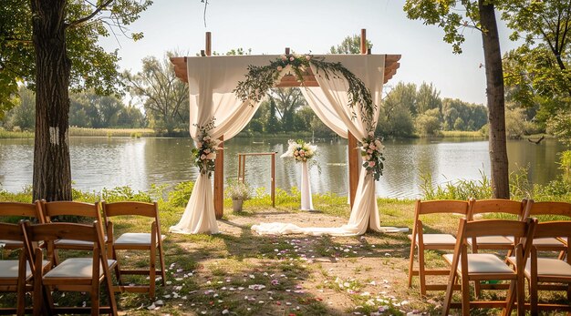 Photo fresh flowers wedding arch