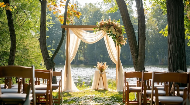 Photo fresh flowers wedding arch