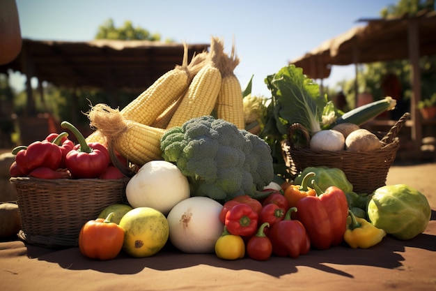 Fresh food photography at sustainable organic farmers markets