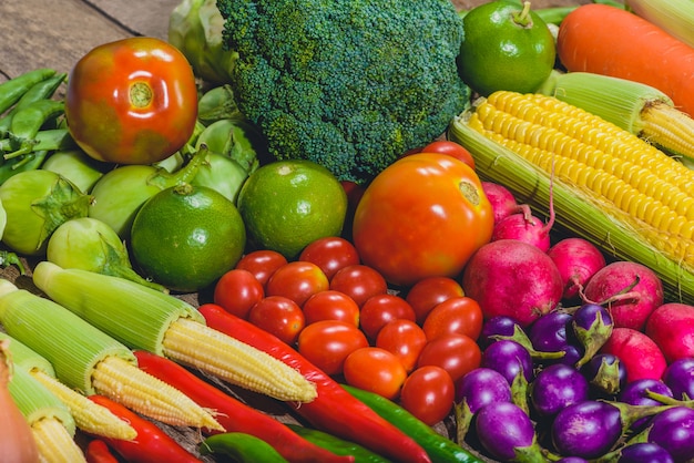 fresh food tasty and healthy varis vegetables are on the wooden table