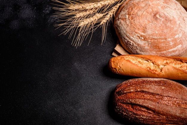 Fresh fragrant bread with grains and cones 