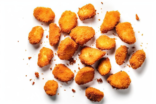 Fresh From The Oven Chrispy Chicken Nuggets On White Background