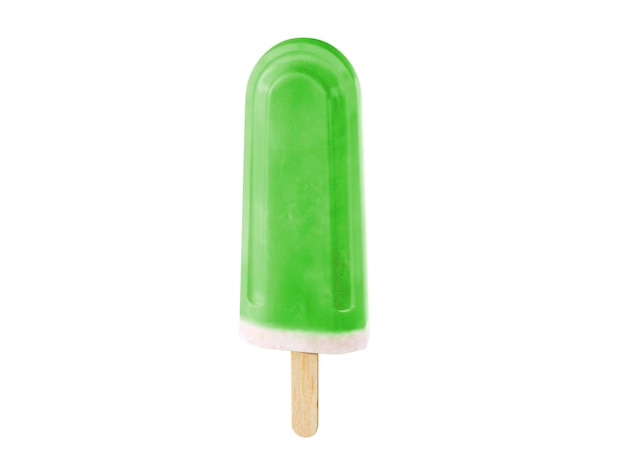 Fresh Frozen kiwi or lime green popsicle ice cream isolated on white background