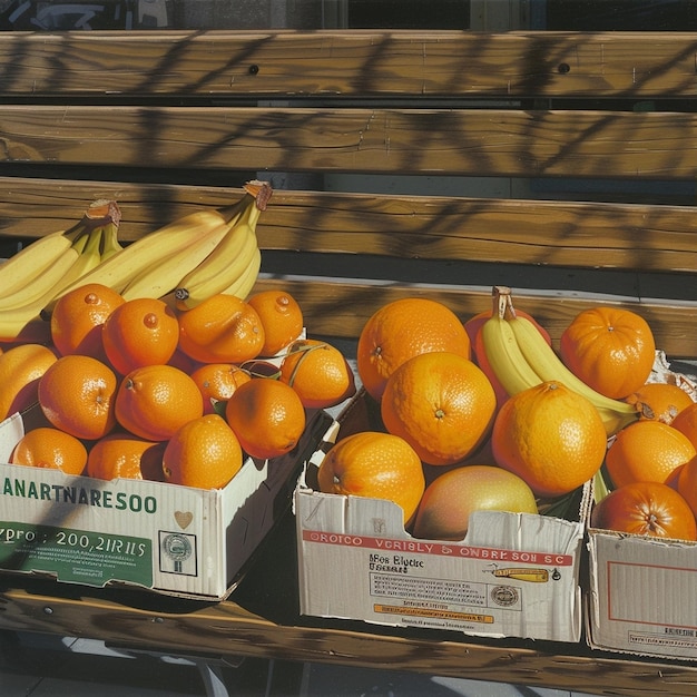 Photo fresh fruit assortment on a bench