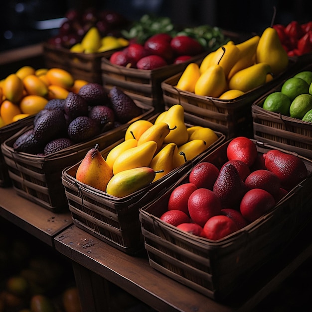 fresh fruit box in market