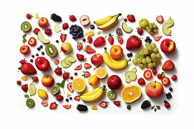 Fresh Fruit Collection on White Background