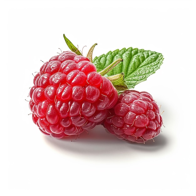 fresh fruit raspberries on white background