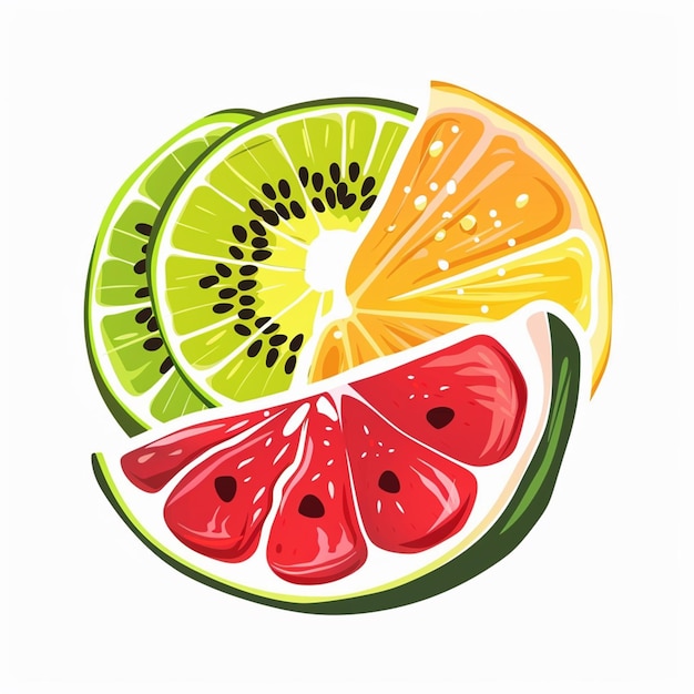 Fresh fruit slice vector logo isolated on background