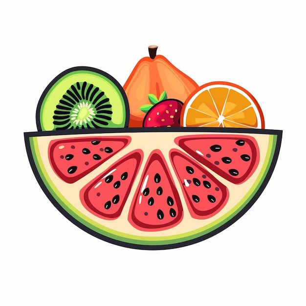 Fresh fruit slice vector logo isolated on background