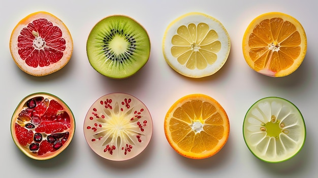 Photo fresh fruit slices on a white background