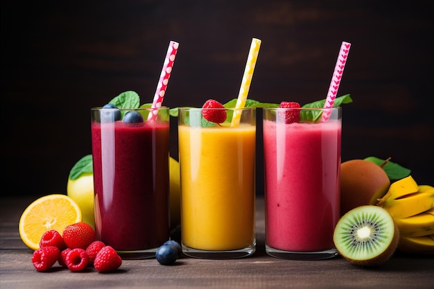 Fresh Fruit Smoothie Bursting with Flavor and Nutrients for a Refreshing and Healthy Drink