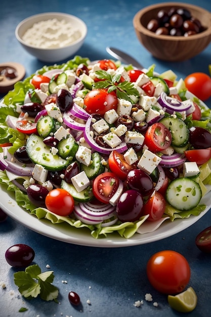 Fresh Fruit and Vegetable Salad in a Bowl