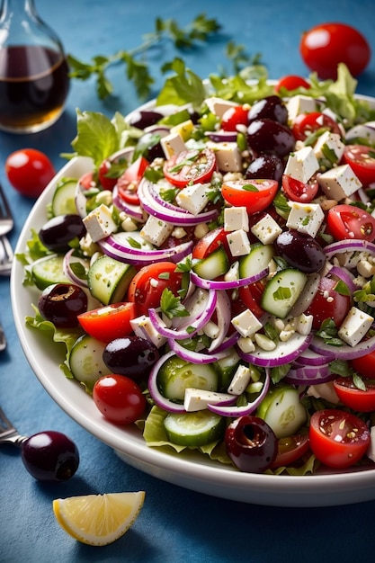 Fresh Fruit and Vegetable Salad in a Bowl