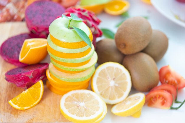 Fresh fruits.Assorted fruits colorful background.