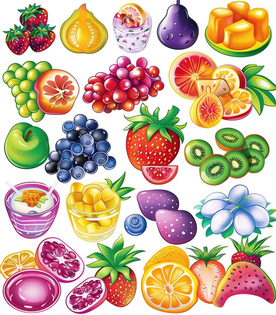 Photo fresh fruits illustration isolated on blank background cutout