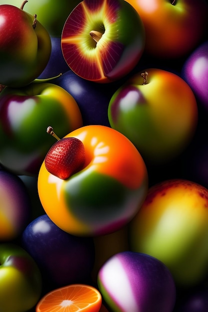 Fresh fruits isolated on fruit background