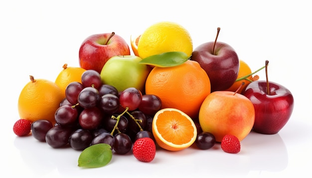 Fresh fruits isolated on white background Generative ai