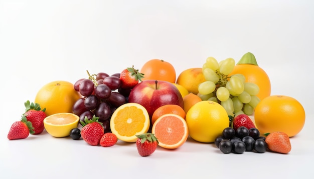 Fresh fruits isolated on white background Generative ai