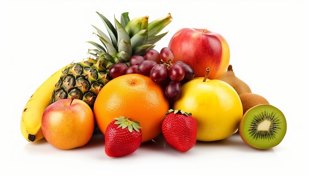 Fresh fruits isolated on white background Generative ai