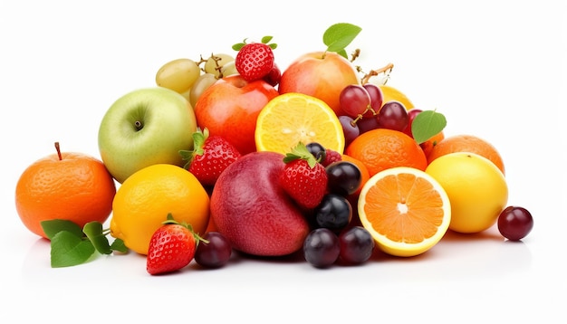 Fresh fruits isolated on white background Generative ai