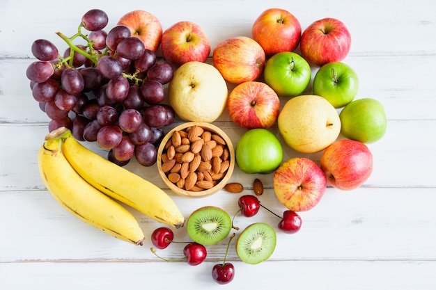 Fresh fruits in shape of a heart