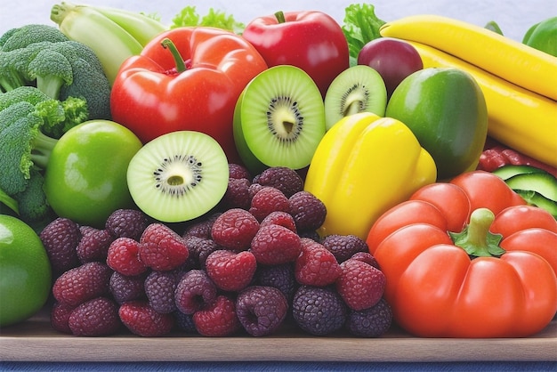 Fresh Fruits and Vegetables Artfully Arranged