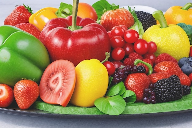 Fresh Fruits and Vegetables Artfully Arranged