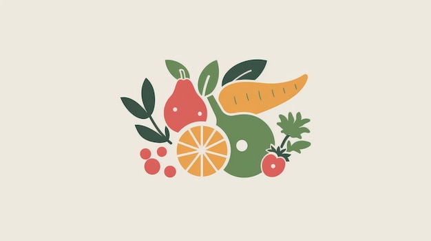 Photo fresh fruits and vegetables illustration