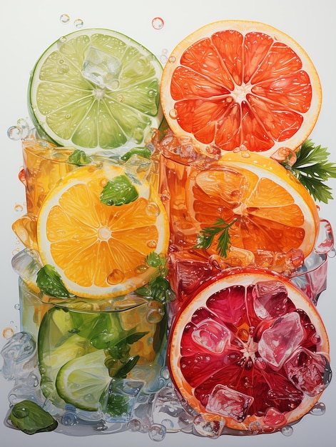 A fresh fruits with water splash