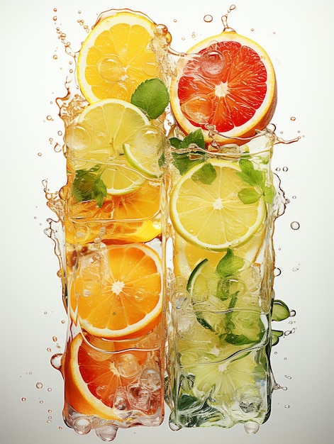 A fresh fruits with water splash