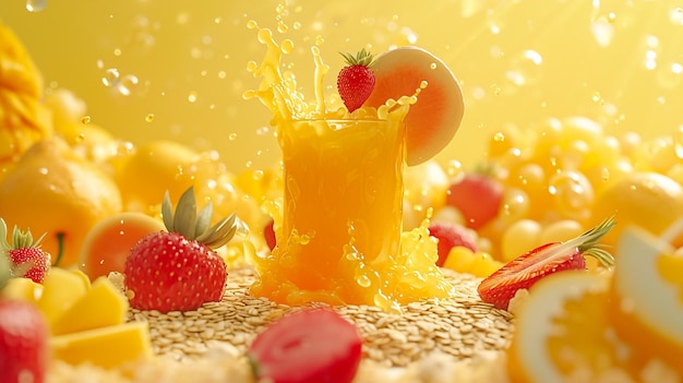 Fresh fruits with water splashes on dark backgroundFresh fruits with water splashes on dark background