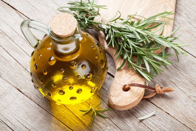 Fresh garden rosemary and olive oil