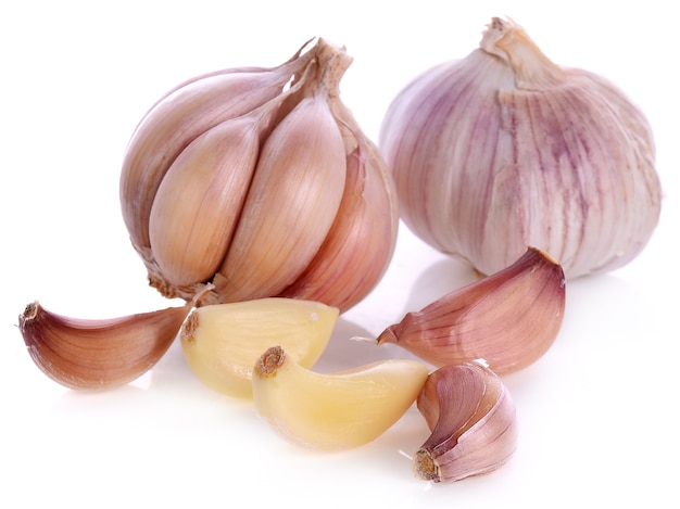 Fresh garlic isolated on white background