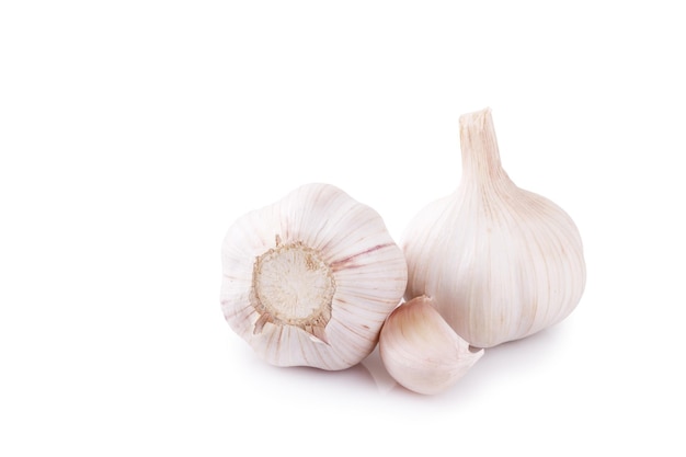 Fresh garlic on white background